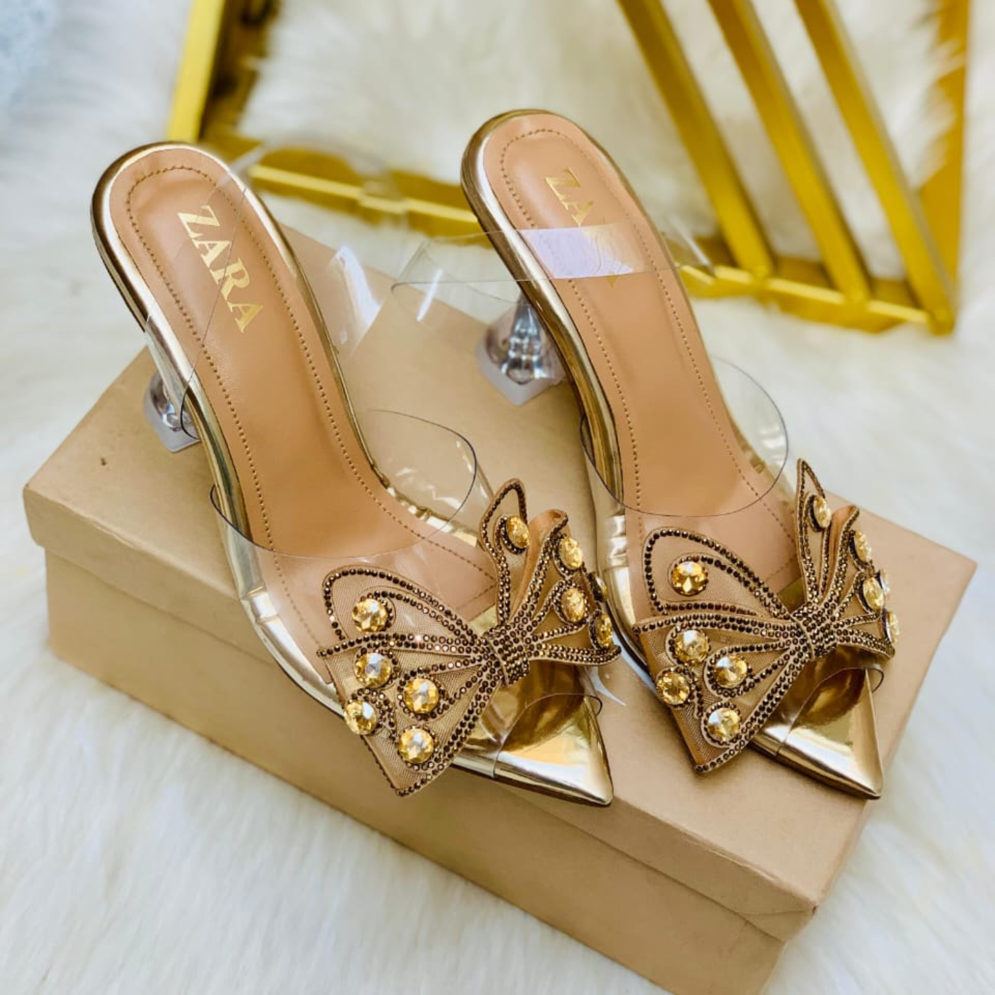 Butterfly Stone Heels for Women
