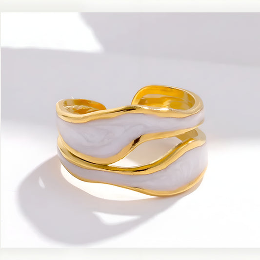 Gold & White Open Ring for Women