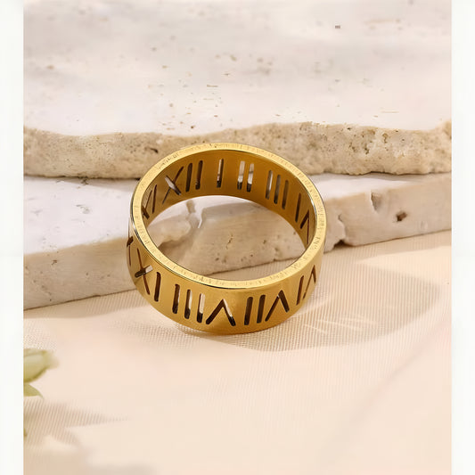 Gold Roman Numeral Ring for Women