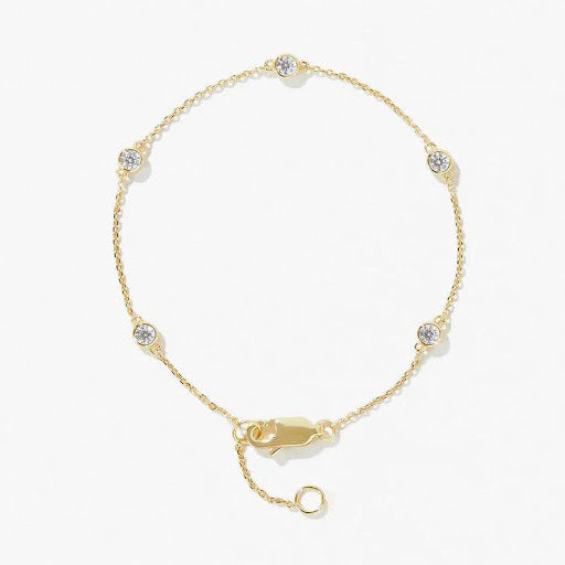 Gold Chain Bracelet with Crystal Accents